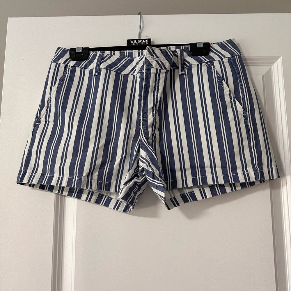 a.n.a Navy and White Striped Women's Shorts